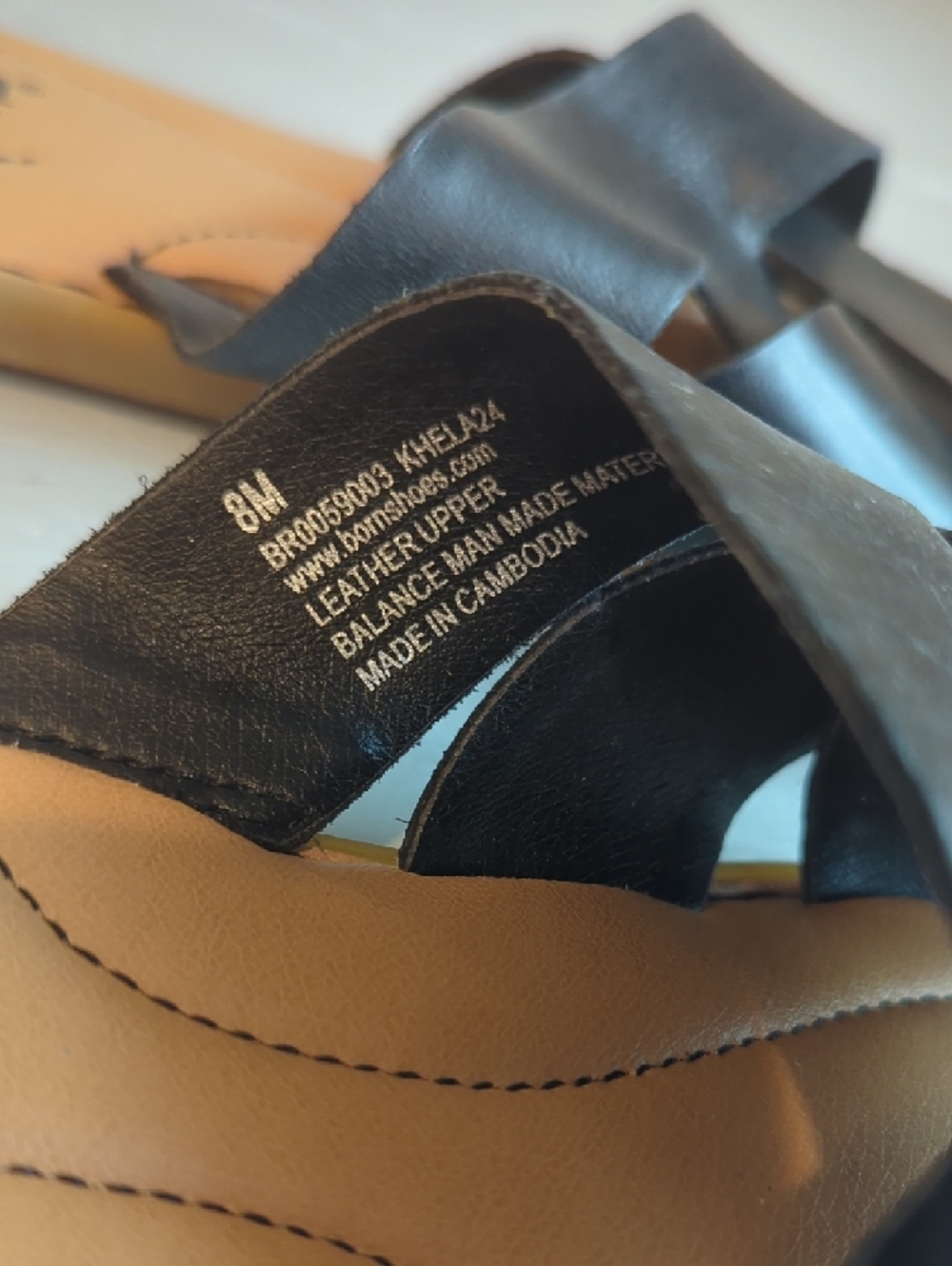 Born Black Leather Slide Sandals - Picture 3 of 5